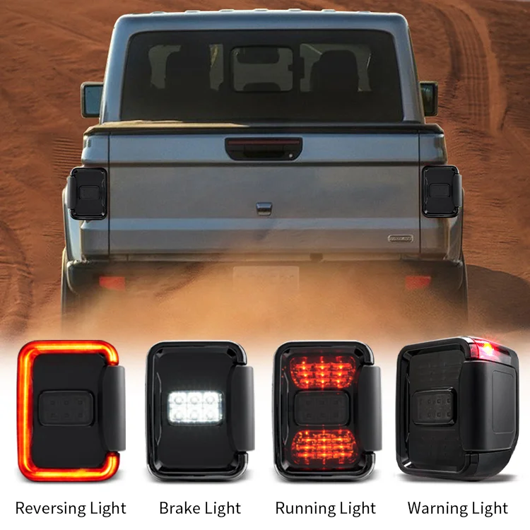 Functional Smoked Rear Tail Lights Assembly With LED Resistor For USA Pickup Jeep Gladiator JT 2020 2021