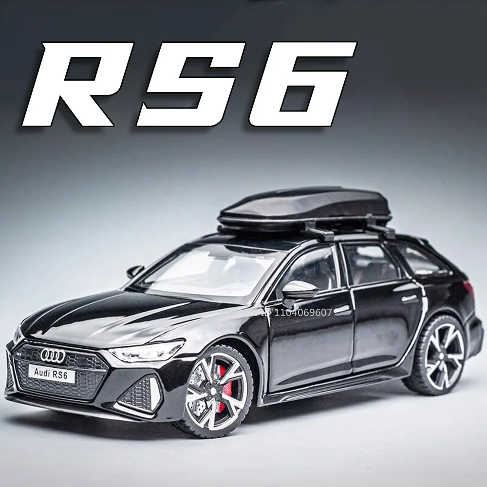 1:32 Scale RS6 Cobra Toy Car Models Alloy Diecast Pull Back Doors Opened Sound Light Simulation Interior Education Vehicle Toys