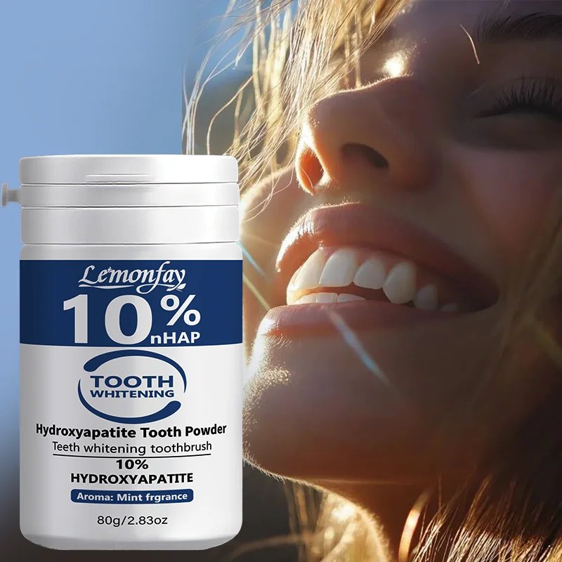 Lemonfay 10% NHAP Hydroxyapatite Tooth Powder, Mint Teeth Whitening Powder for Stain Removal & Gentle Cleaning