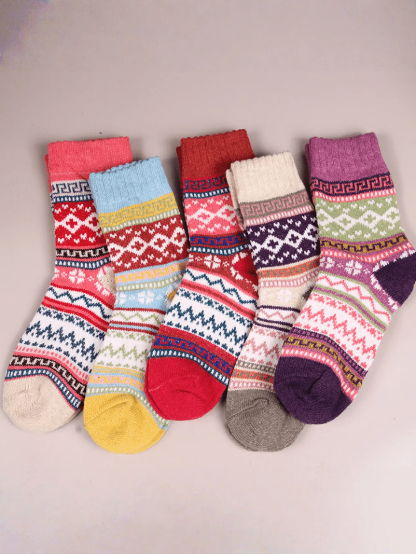 Calcetines de mujer de estilo étnico Retro, calcetines de lana gruesos y cálidos con flores cruzadas, calzado femenino Cultural artístico