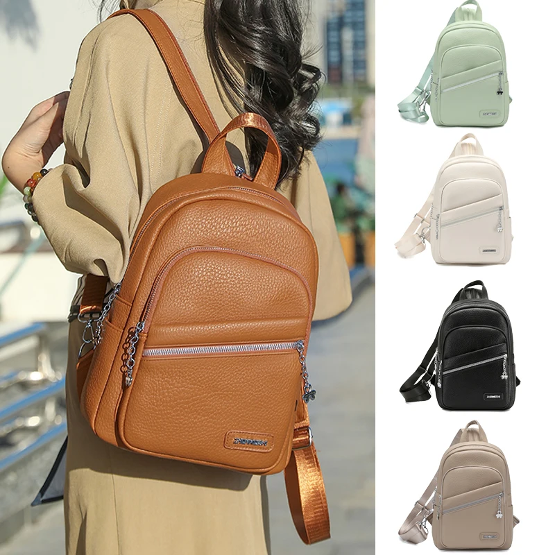 

2026 New Multi-functional Soft Leather Backpack for Women, Fashion Casual Convertible Bag, Commute Shoulder Crossbody Chest Bag