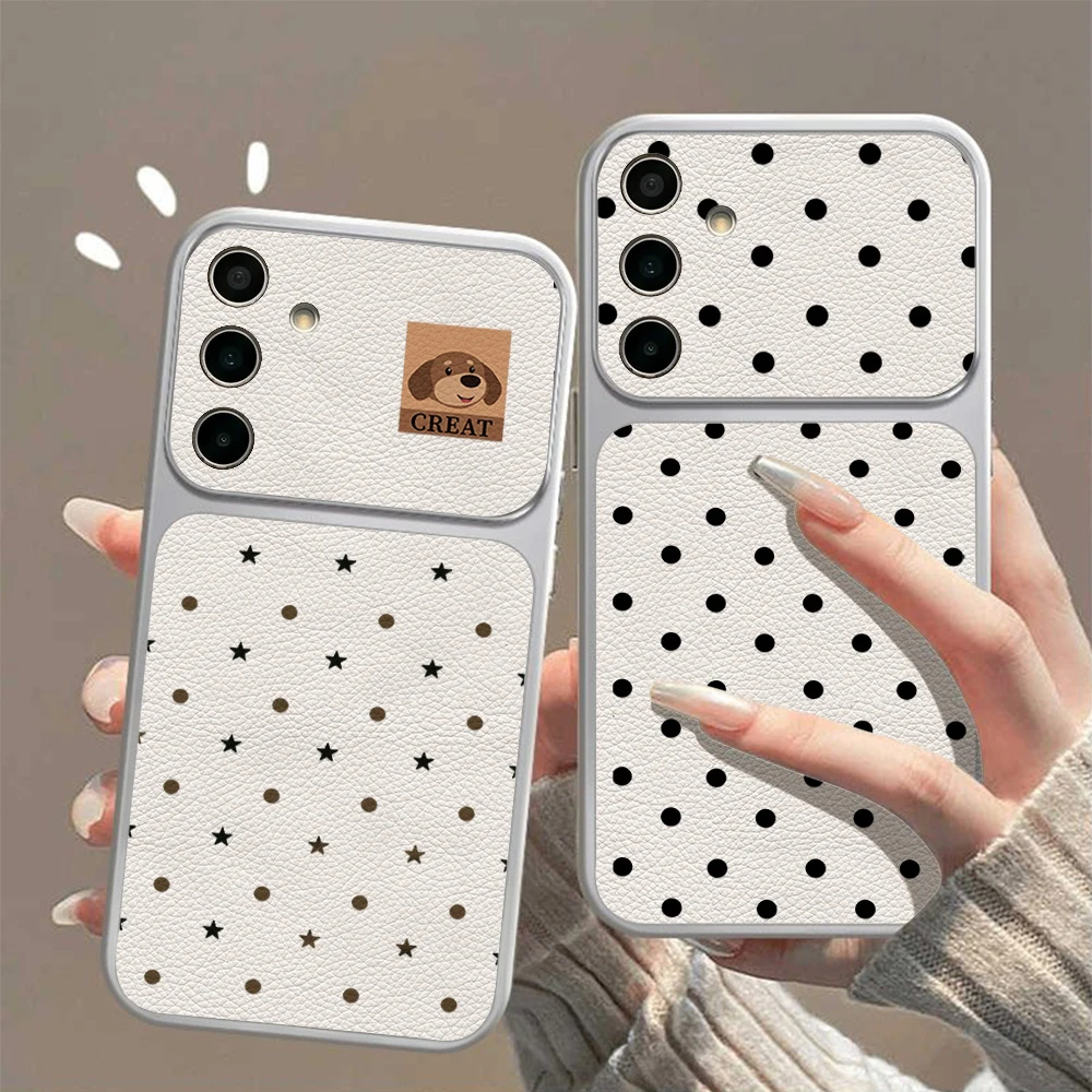 Polka Dots Leder-Lichee-Handyhülle für Samsung A57 A56 A07 A17 A37 A27 S26 Ultra A55 A54 A53 A36 S25 S24 S23 Ultra FE Cover
