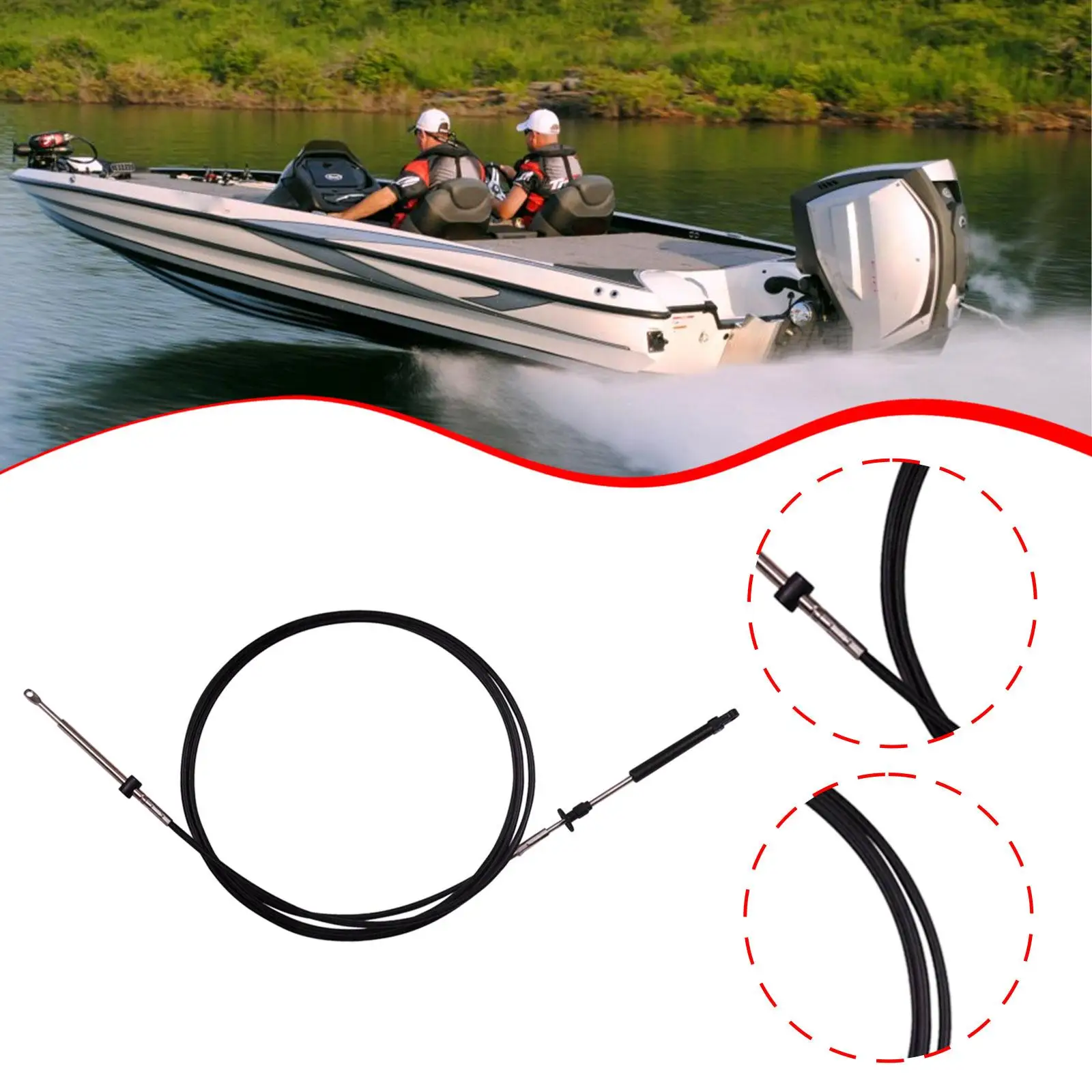Throttle Cable 0173112 173112 12.5' Easy to Install Component Maintenance Throttle Wire for Outboard Watercraft Engine
