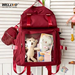 Large Capacity Transparent Backpack Fashion Itabag Multi-pocket Nylon Students School Bag Female Bags Harajuku Mochila XA345C