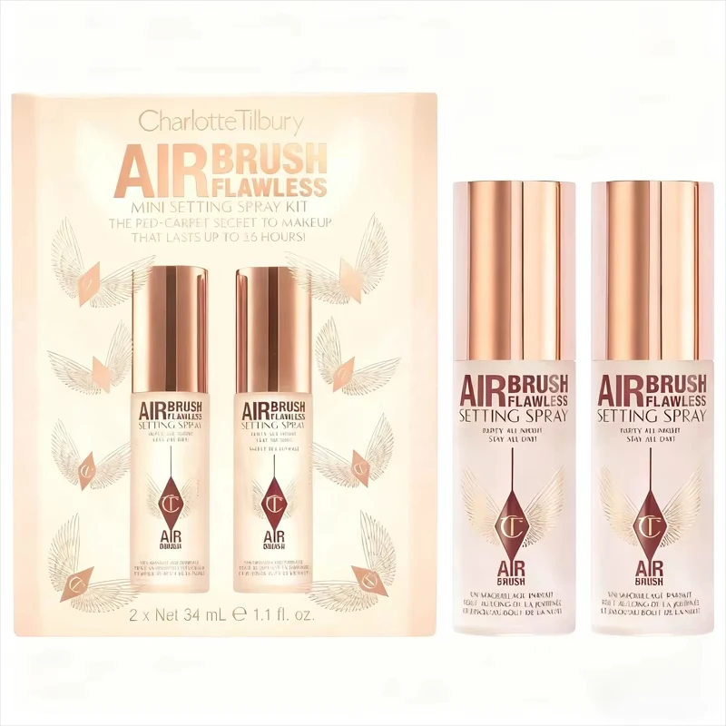 Charlotte Tilbury Setting Spray Travel Mist Pressed Powder Compact On Makeup Gift Set Hydrating Blurring Waterproof 16H Wear