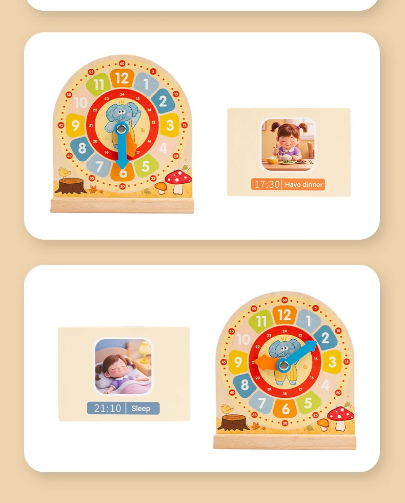 Hölzerne Digitaluhr Lehrmittel Uhrmodelle Puzzle Kinderspielzeug zur Zeitverständnis-Förderung – Detail 5