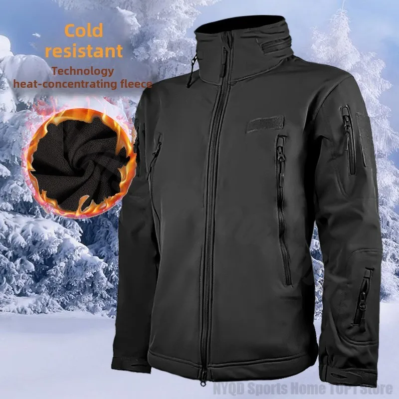 New outdoor assault jacket with men standing collar fleece jacket windproof waterproof soft shell for autumn winter naturehike