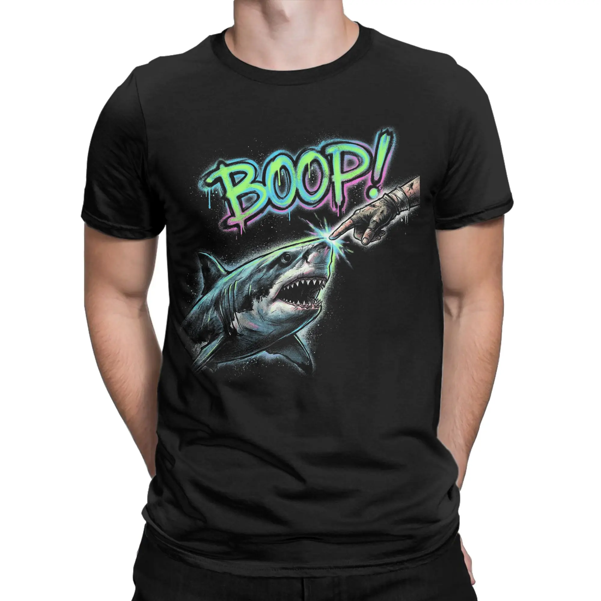 Boop Shark Meme Funny Retro Ocean Humor (2) T-Shirt  Novelty T-Shirts Short-Sleeve Streetwear Tshirt Summer Cotton O Neck Tees