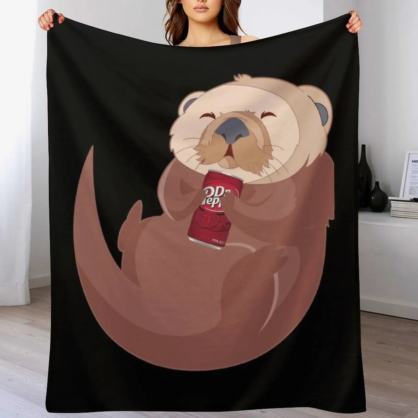 Otter + Dr. Pepper \t \t Throw Blanket Travel Hairys Blankets Sofas Of Decoration Blankets