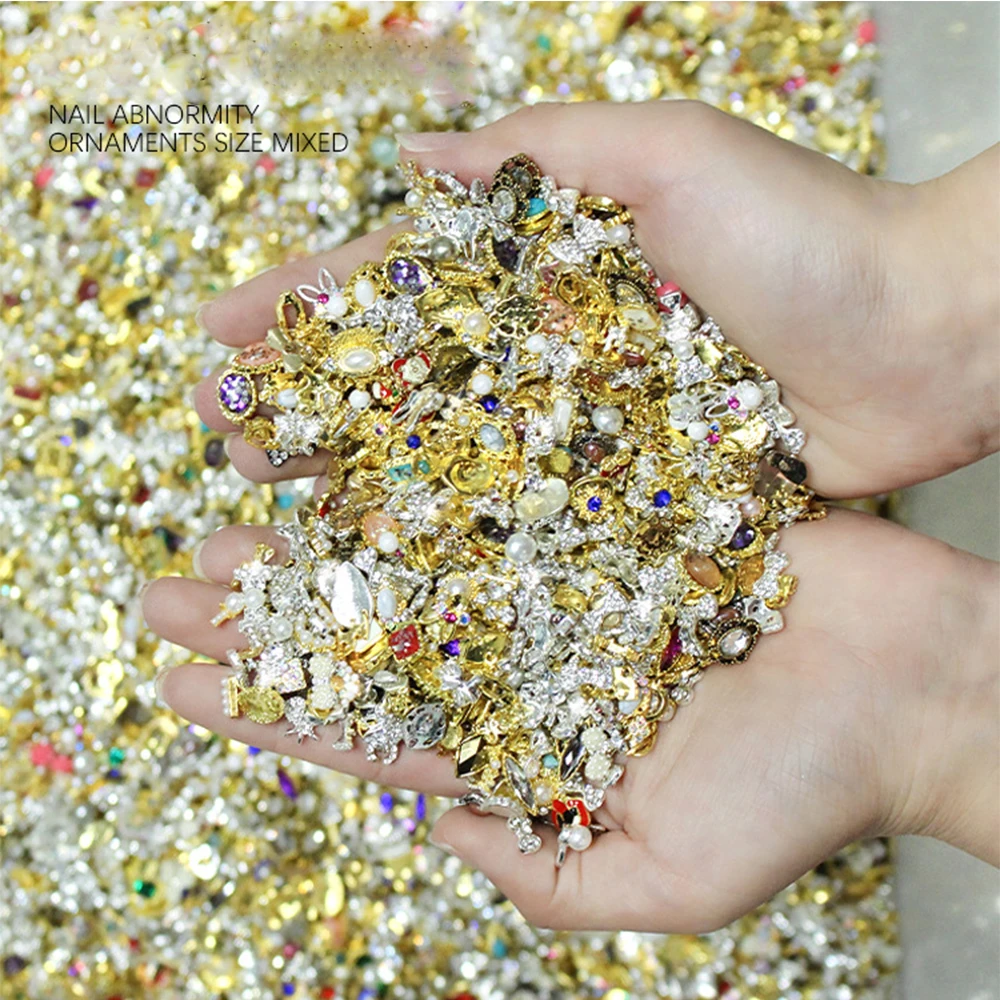 1 Bag Luxury Zircon Mix Style Gold Nail Art Jewelry Alloy Mixed Gems Random Crystals Rhinestones Metal&Strass Nails Charms