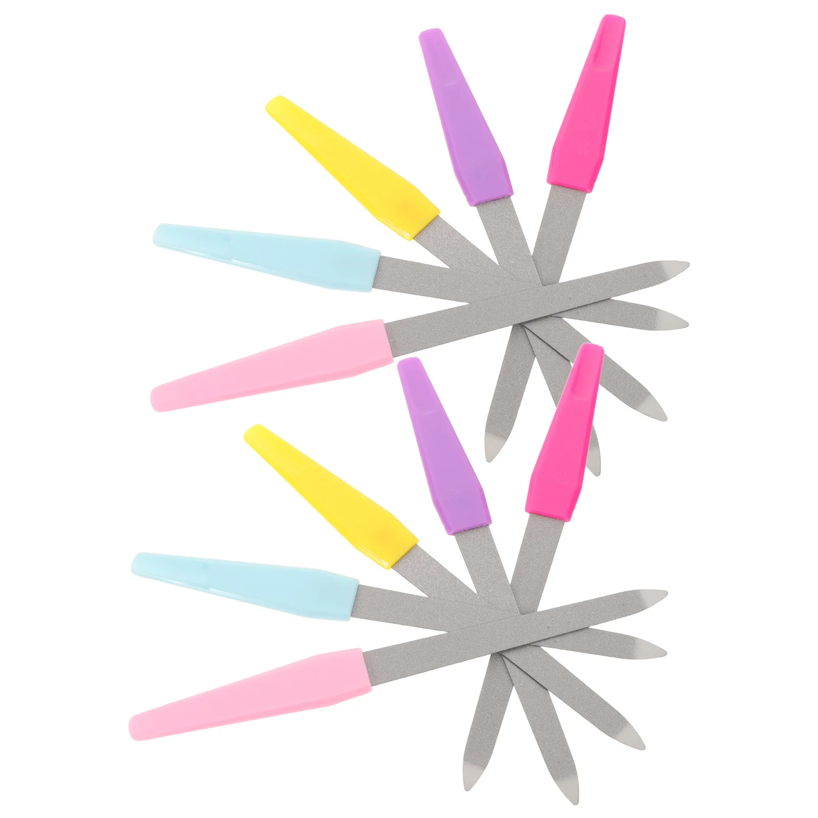 

10Pcs Stainless Steel Nail File Double-Sided Nail Buffer Polishing File Ergonomic Handle Home Manicure Pedicure Tool