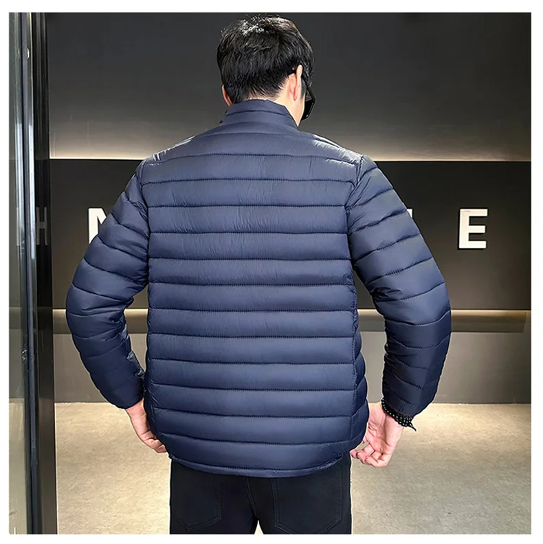 2024 New Winter Jacket Men's Simple Fashion Soft Thick Warm Parkas Male Casual Stand Collar Windproof Down Cotton Padded Jacket