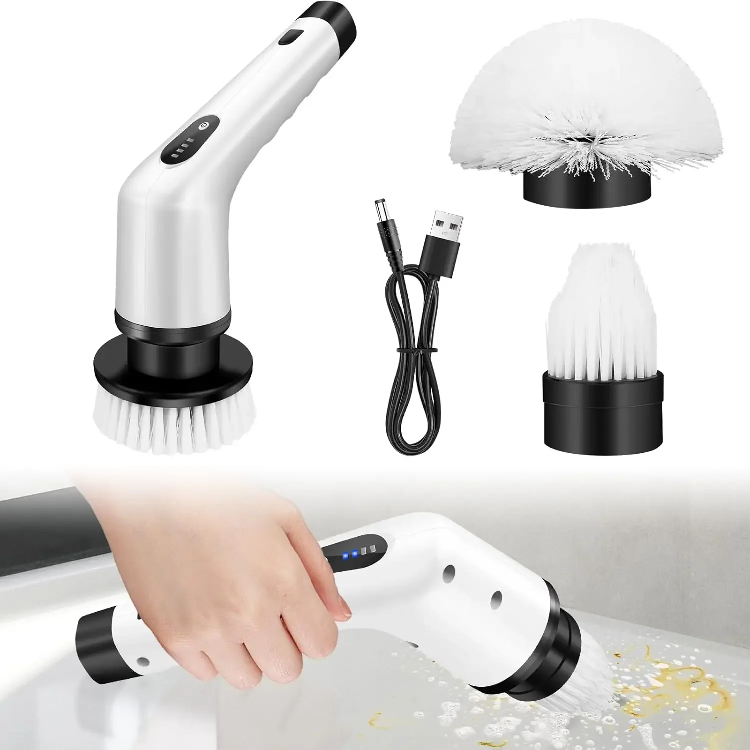 Electric Cleaning Brush Spin Scrubber 3 in 1 Cordless Cleaning Brush Handheld Compact Cleaning Tool