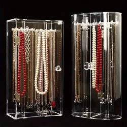 1PC Transparent Dustproof Necklace Box, Clavicle Chain Sweater Chain Finishing Display Holder