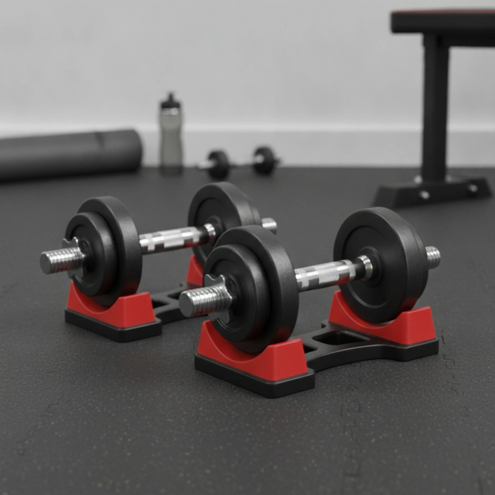 Support compact pour haltères avec 2 berceaux, support de rangement pour haltères, support peu encombrant, anti-friction, pour les propriétaires de salles de sport à domicile
