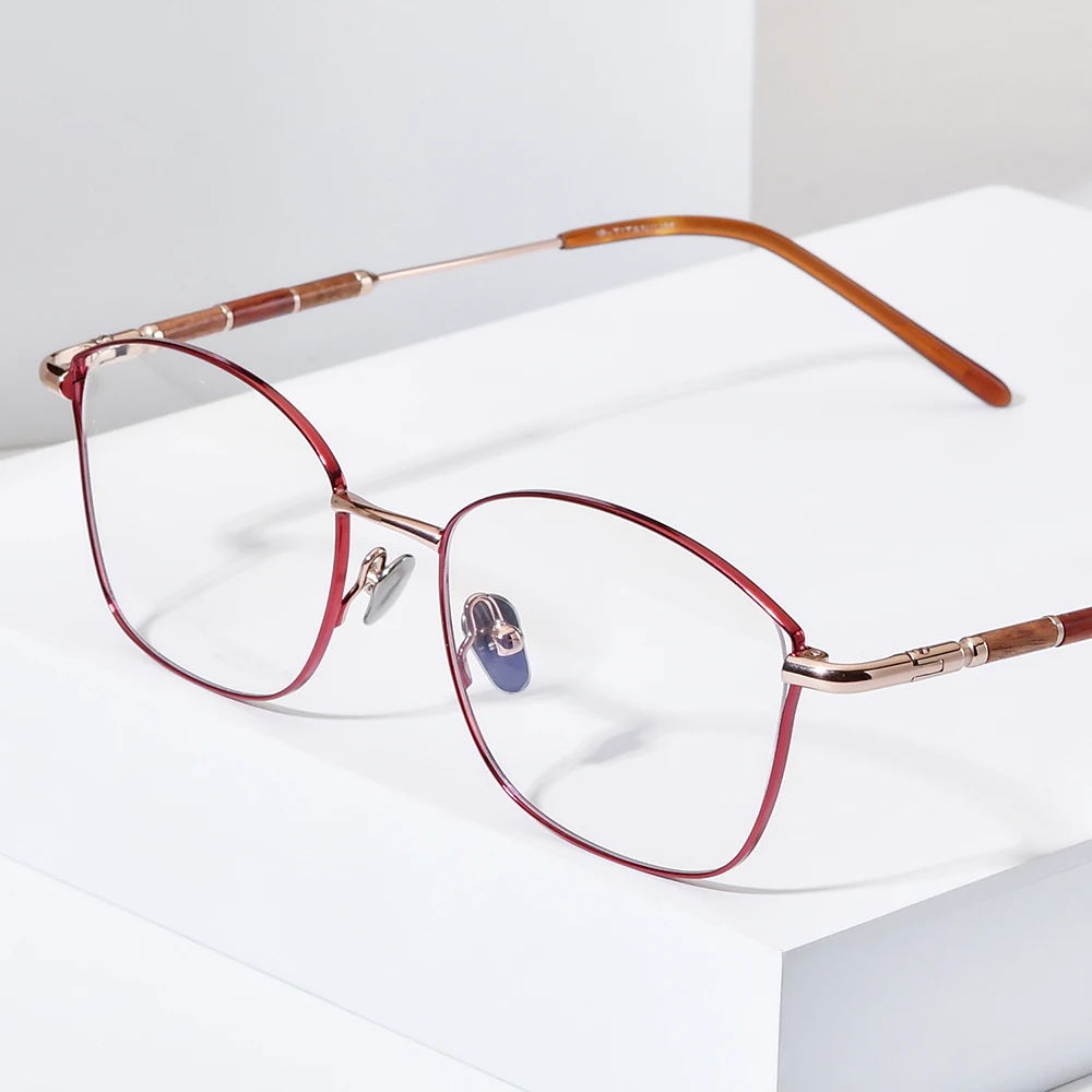 NIANZHEN Titanium Eyeglasses Frame Sandalwood Leg Men 2025 New Square Brand Design Glasses Women Retro Eyewear Spectacles 625