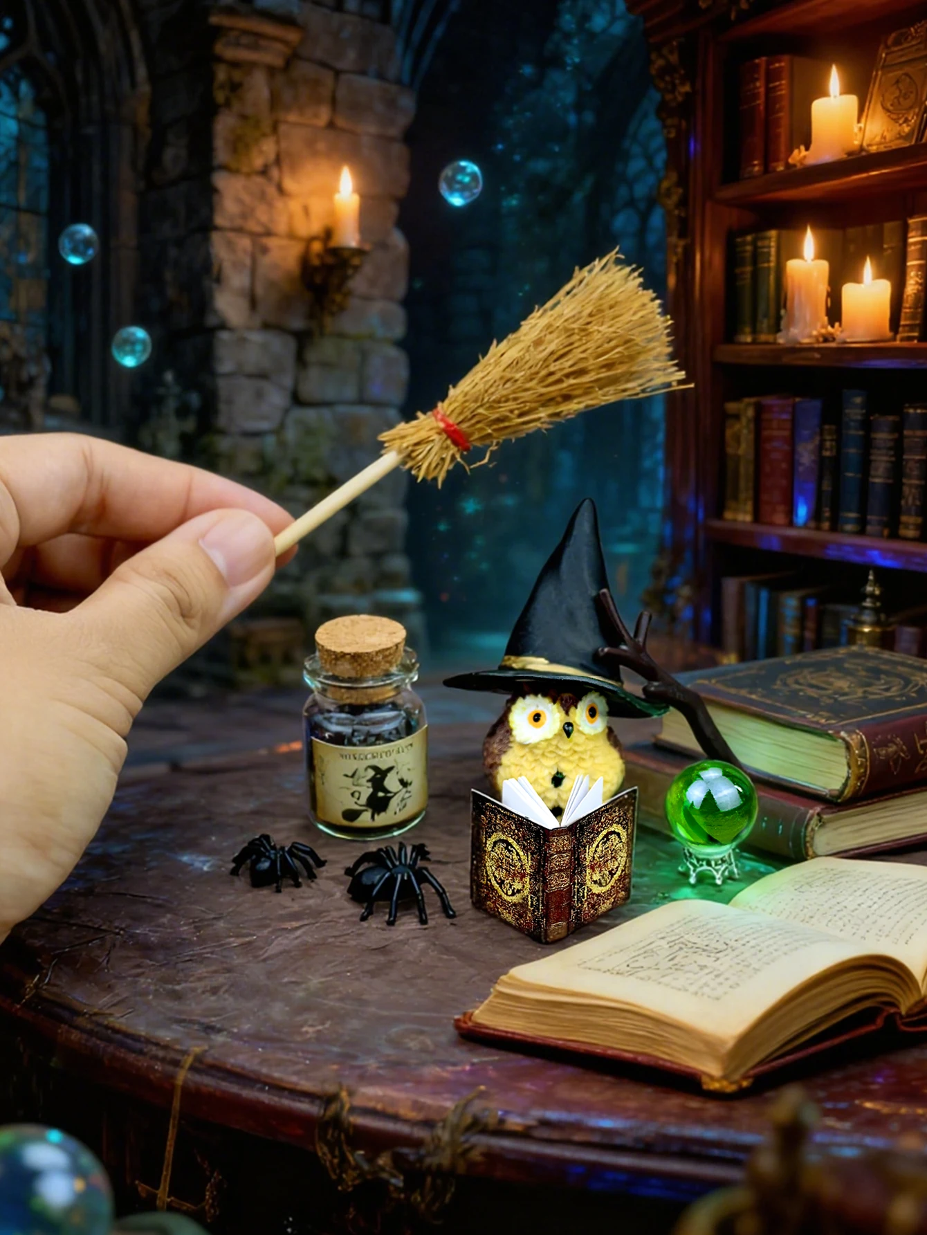 A Miniature Magic Stone, Miniature Magic Academy Ornament, Halloween and Christmas Gift, Party Decoration, 1/12 Dollhouse Accessories, Model House, Micro-Landscape Decoration, Home Decor (Book Cover Design Random) view 4