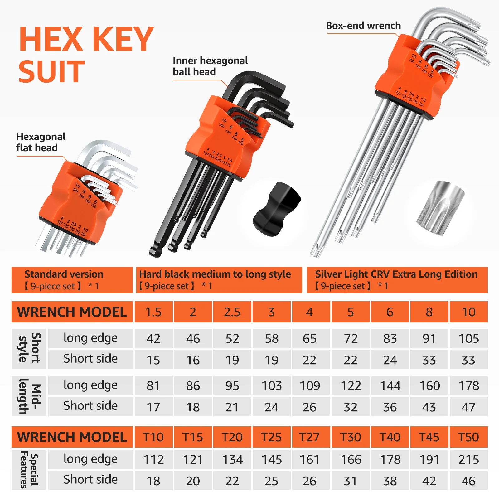 L Shape Allen Key Set Dual End L Type Star Screwdriver Hand Repair Tools For DIY Home Repair Vehicle Repair for Tight Space