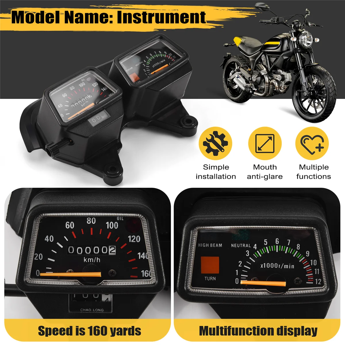 Motorcycle Gauges Cluster Speedometer Tachometer for DT125 DT125R Speedometer DT 125