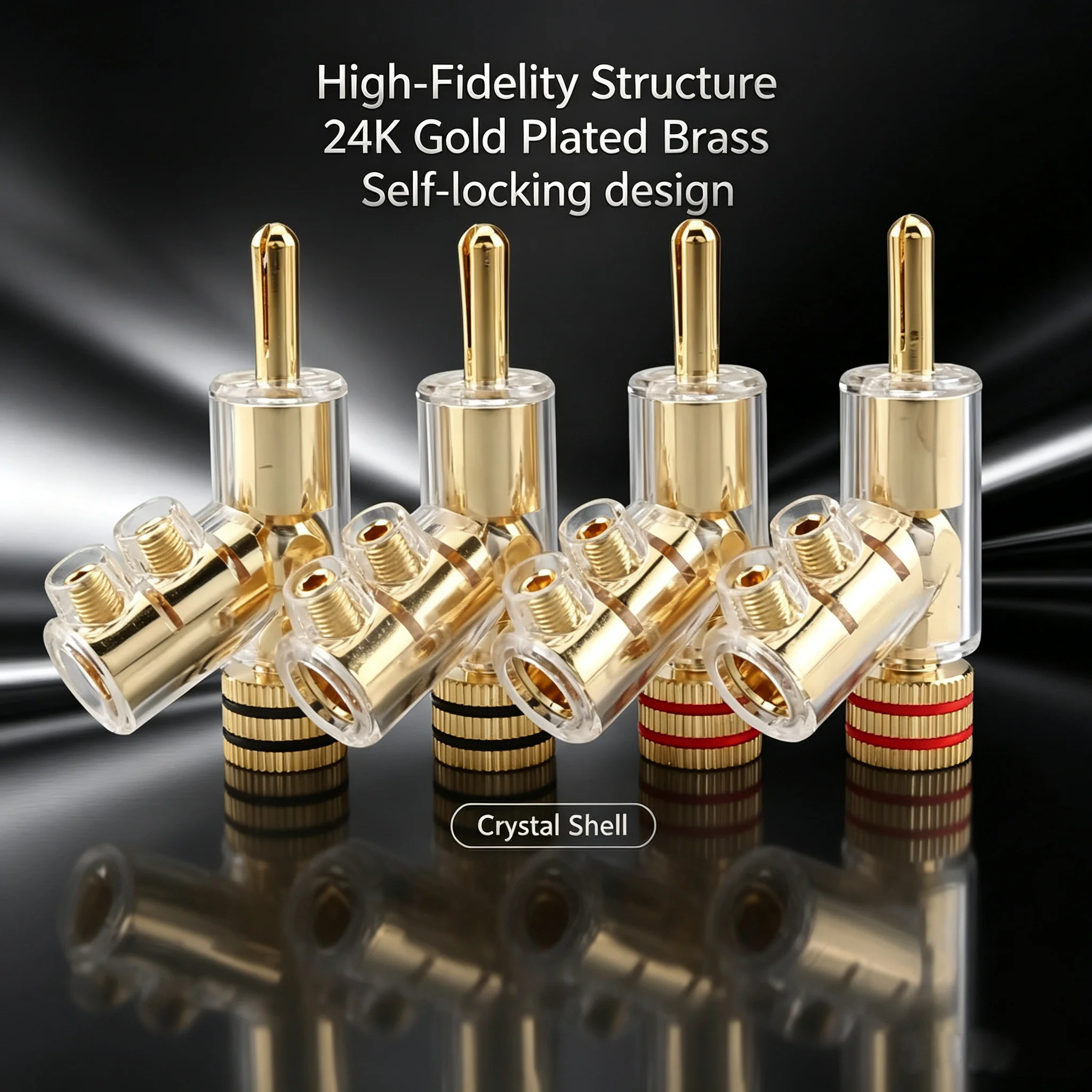 Audiocrast Gold Plated Self-Locking Speaker Cable Banana Plug Connector Audio Amplifier Y-Shaped Gun Type Banana Adapter