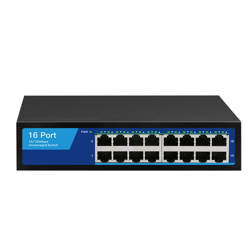Ethernet-switch 16-poorts 10/100 Mbps netwerkswitch Iron Shell onbeheerde Ethernet-hub
