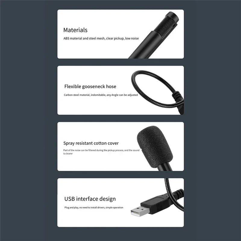Microfono per computer USB Mini microfono portatile Microfono capacitivo cablato Microfono Karaoke per PC portatile Facile da usare