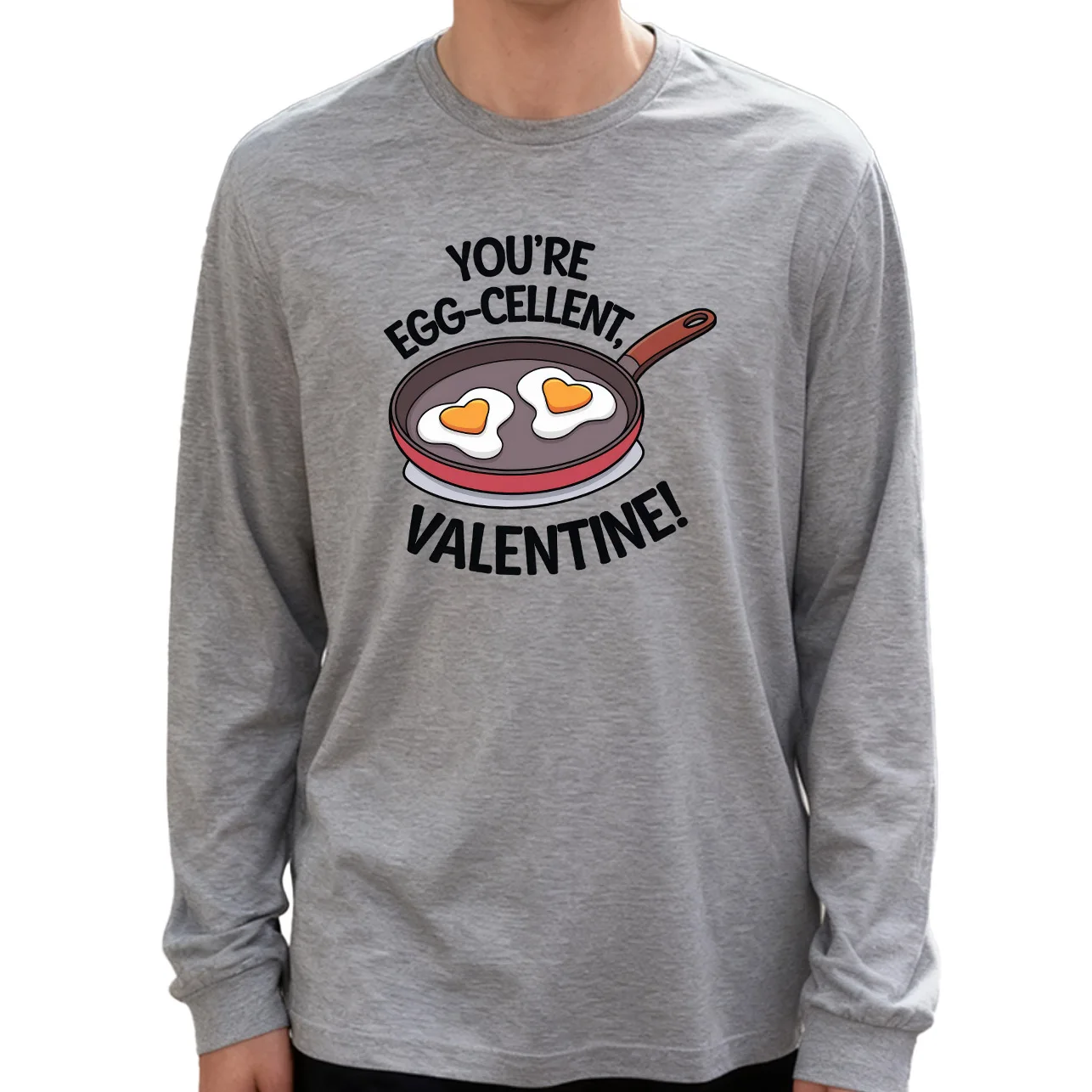 تي شيرت رجالي بأكمام طويلة من Egg Cellent 180 جرام 100% قطن مطبوع برقبة دائرية ملابس يومية غير رسمية ناعمة وقابلة للتنفس