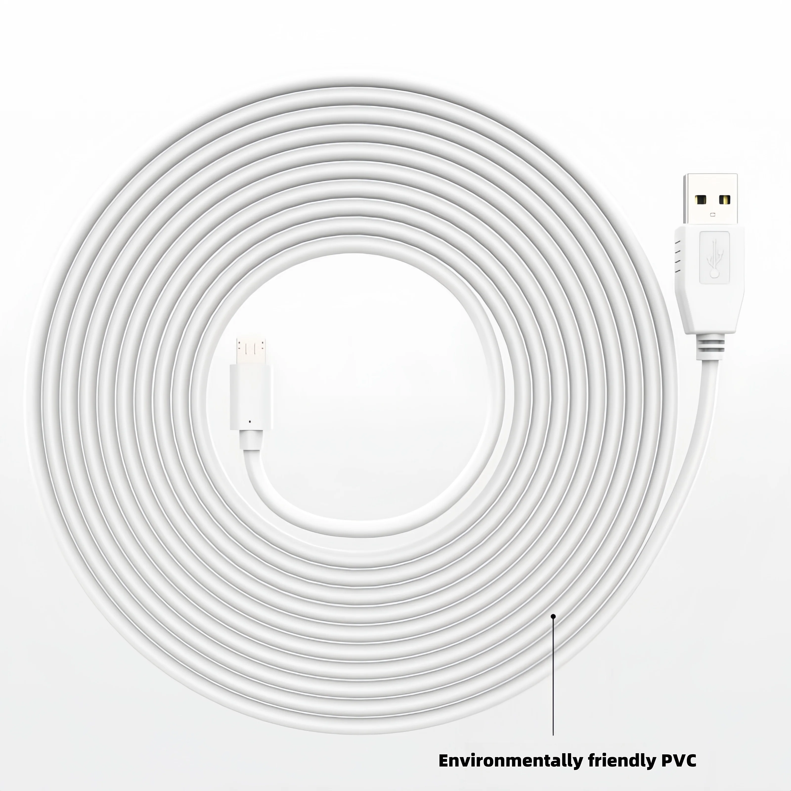 USB to Micro USB Extension Charging Cable Pure Copper Core PVC Insulation Low Resistance Fast and Stable Charging 1m 3m 5m 10m