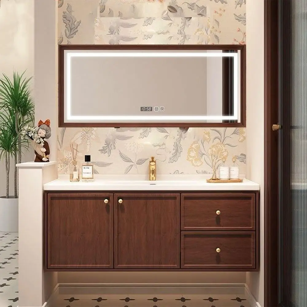 Bathroom with drawers Washbasin Oak bathroom cabinet combination