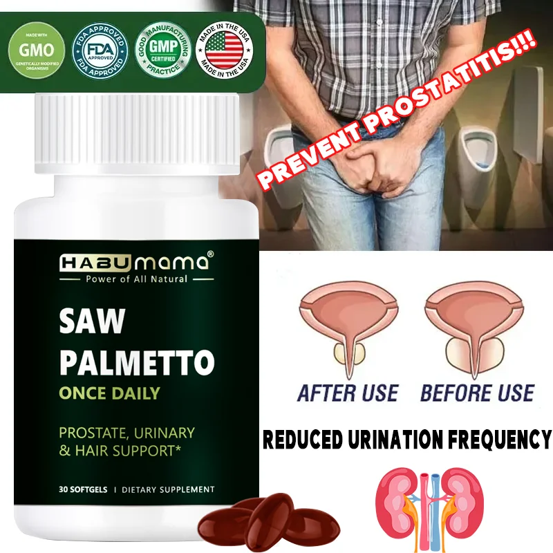 Saw Palmetto Prostate Support Supplement for Men’s Prostate Health, Biotin for Hair Growth & loss, Urinary Tract Health