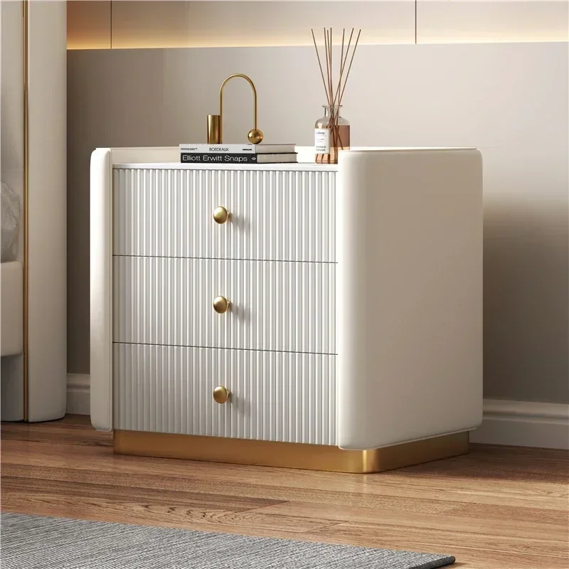xzbedside table, three-drawer simple chest cabinet, rock slab countertop, bedroom paint bedside, three-bucket cabinet