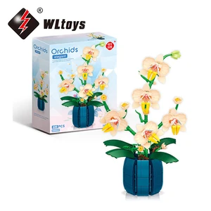 Kinder Orchideenbaublöcke, Bonsai -Werk, Bouquetziegel, romantische Dekoration für Kinder, Wltoys 2139 6 Hauptverkäufe von Brangelina - №2