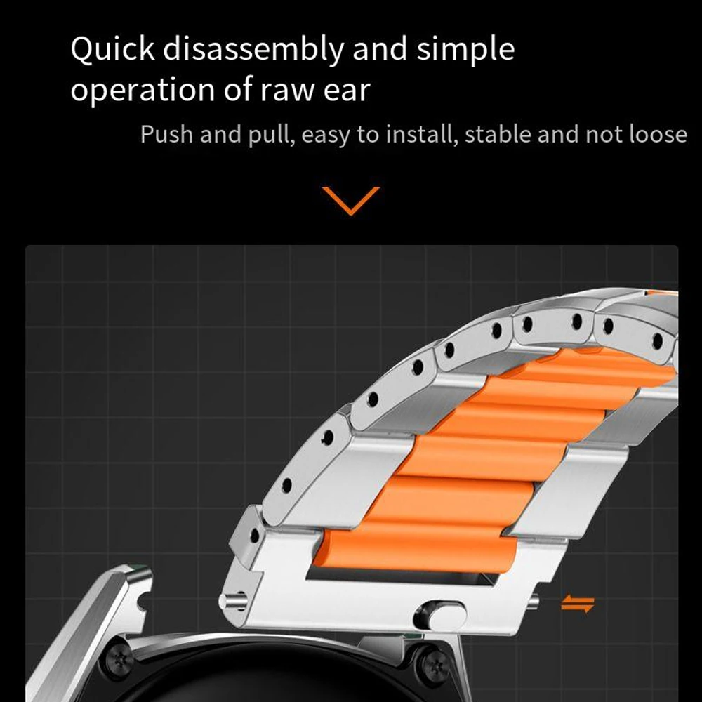 22mm Stainless Steel+Rubber Band for Huawei Watch 5/GT7-6-5-4 Pro 46mm Luxury Replacement band For Amazfit Active Max/Balance 3