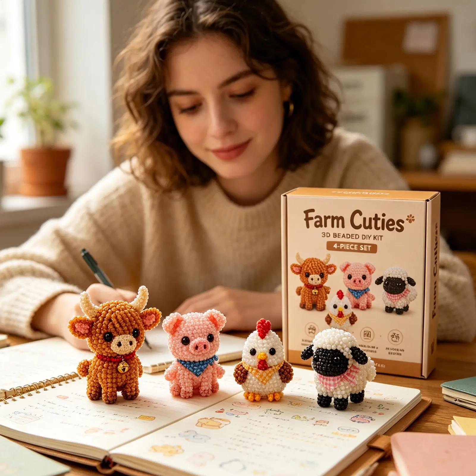 DIY Animal Beading Set Small Handmade Craft Supplies Cute Bead Craft Animal Set for Kids Teens Men Women Beginners Enthusiasts