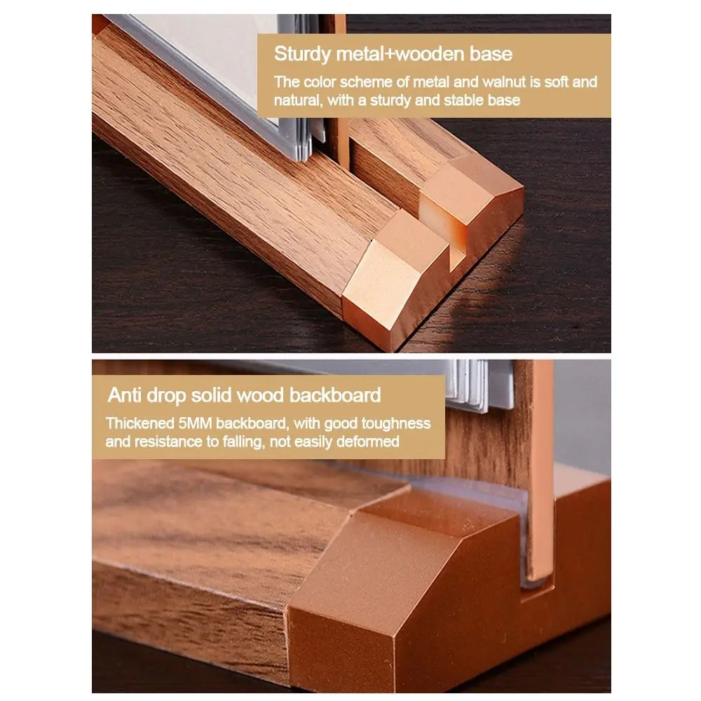 Wooden Desktop Display Stand a4/A5/A6 T-Shaped Dining Table Card Holder Dual-Sided Visibility Convenient Store Billboard