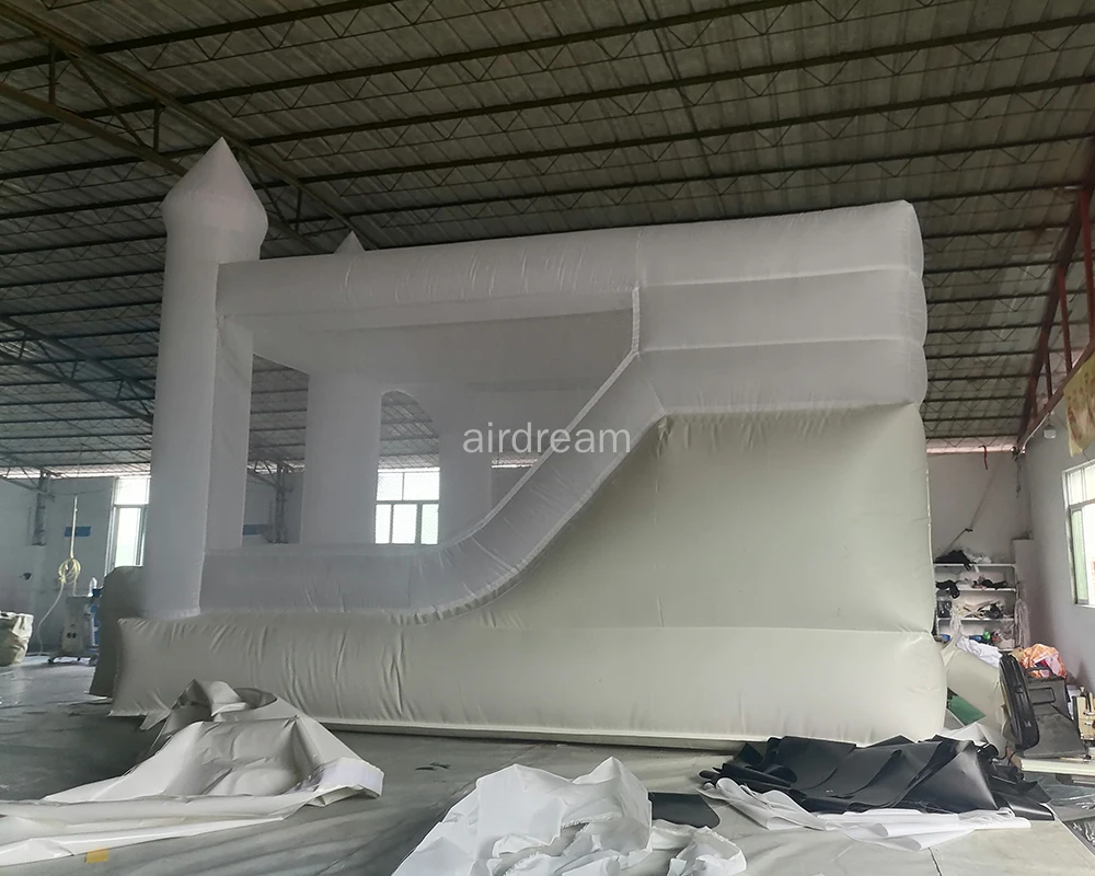 Commercial Half PVC Bounce House with slide For Wedding Inflatable White Bouncy Castle Air Bouncer Combo For Kids Adults Party