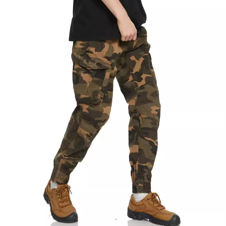 Men's Camouflage Pants Streetwear Large Size 40 Cargo Pants Elastic Waist Band Joggers Male Trouser Hip Hop Army Camo Sweatpant