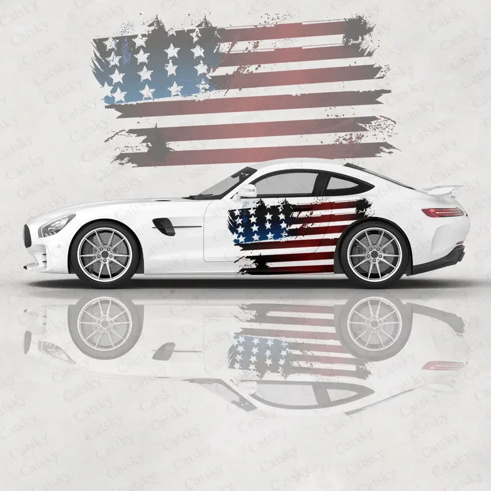 American Flag Print Custom Car Sticker Decal Hood Door Body Vinyl Sticker Graphic Wrap New Car Sticker Decoration Accessories