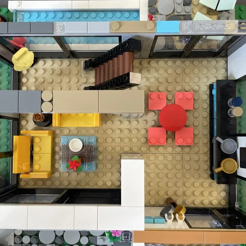 MOC-187263 모듈러 모던 하우스 V2 빌딩 블록 모델 모던 하우스 V2 모듈러 대체 조립형 2x31153 브릭 조립 장난감