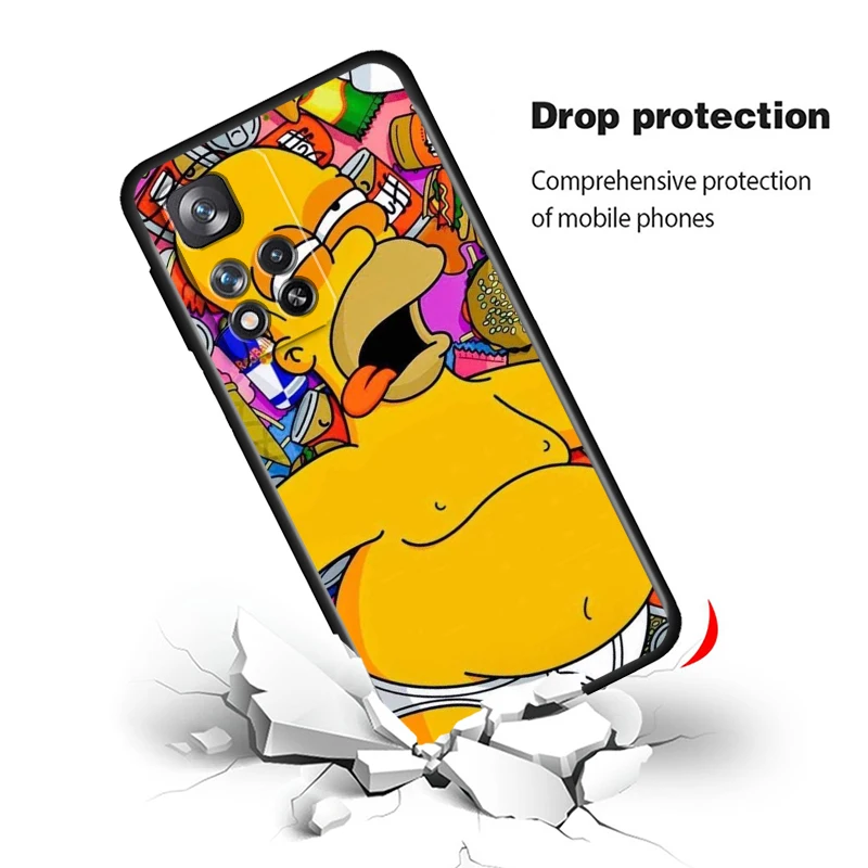 Funny Homer Simpson For Xiaomi Redmi Note 12 12S Turbo 11 11T 11S 10 10S 9 8 8T 7 Pro Plus 5G Black Phone Case Cover