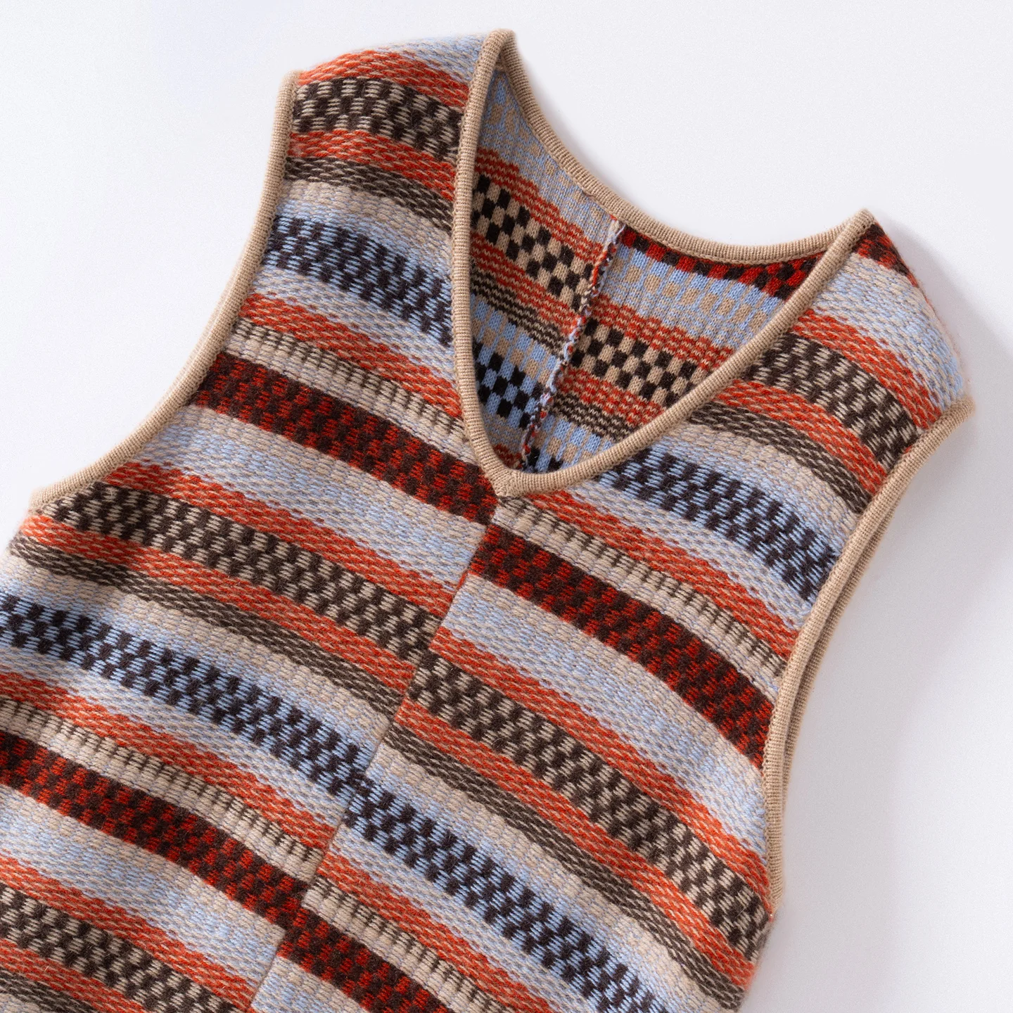 Women Cashmere Dress V-neck Loose Vest Skirt Thicken Double-sided Jacquard Sweater Pullover Autumn Winter 100% Cashmere Knitwear