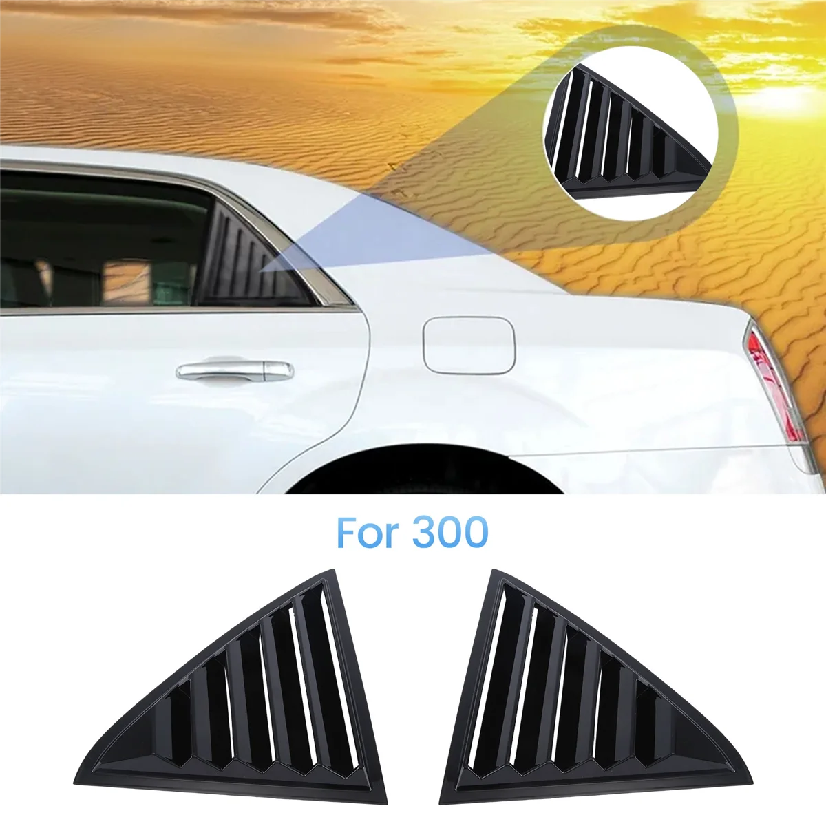 1Pair Car Rear Window Louver Shutter Trim Cover for Chrysler 300 2011-2022 Side Louver Air Vent Scoop Shade