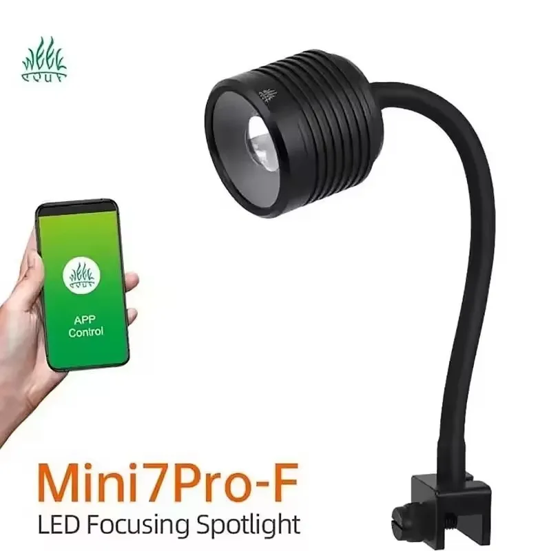 

Week aqua mini7 pro F O Aquarium LED Light Spotlight adjustable angle Three color APP controlled IP68 dive Focusing spotlight