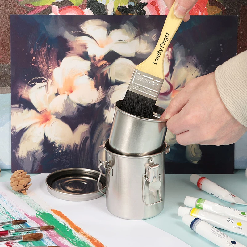Stainless Steel Paint Brush Cleaner Airtight Stainless Steel Brush Washer with Removable Filter Screen for Painting-Small image 5