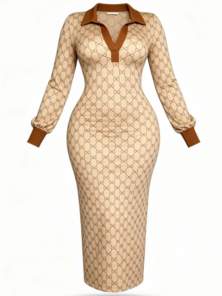 1XL-4XL Plus Size Women Clothes Dresses Autumn Spring Robes Long Sleeve Street Style Casual 3XL Big Size Midi Dress Oversized