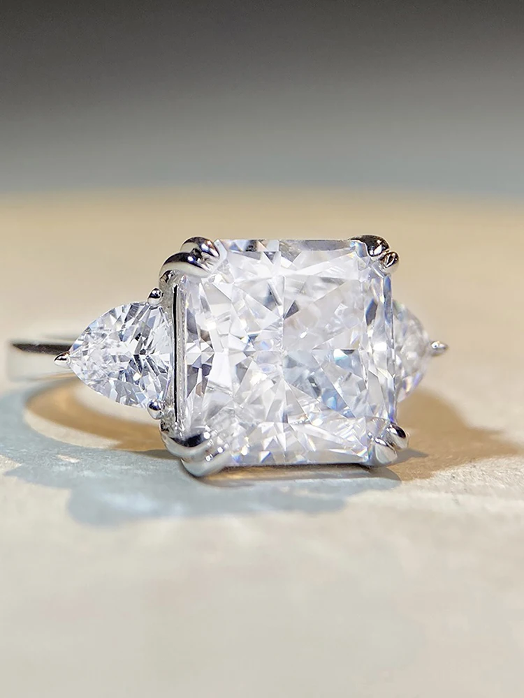 925 Sterling Silver Simplicity Classic 5-Carat Shiny Zircon Ring For Women Engagement Wedding Luxury High Quality Fine Jewelry