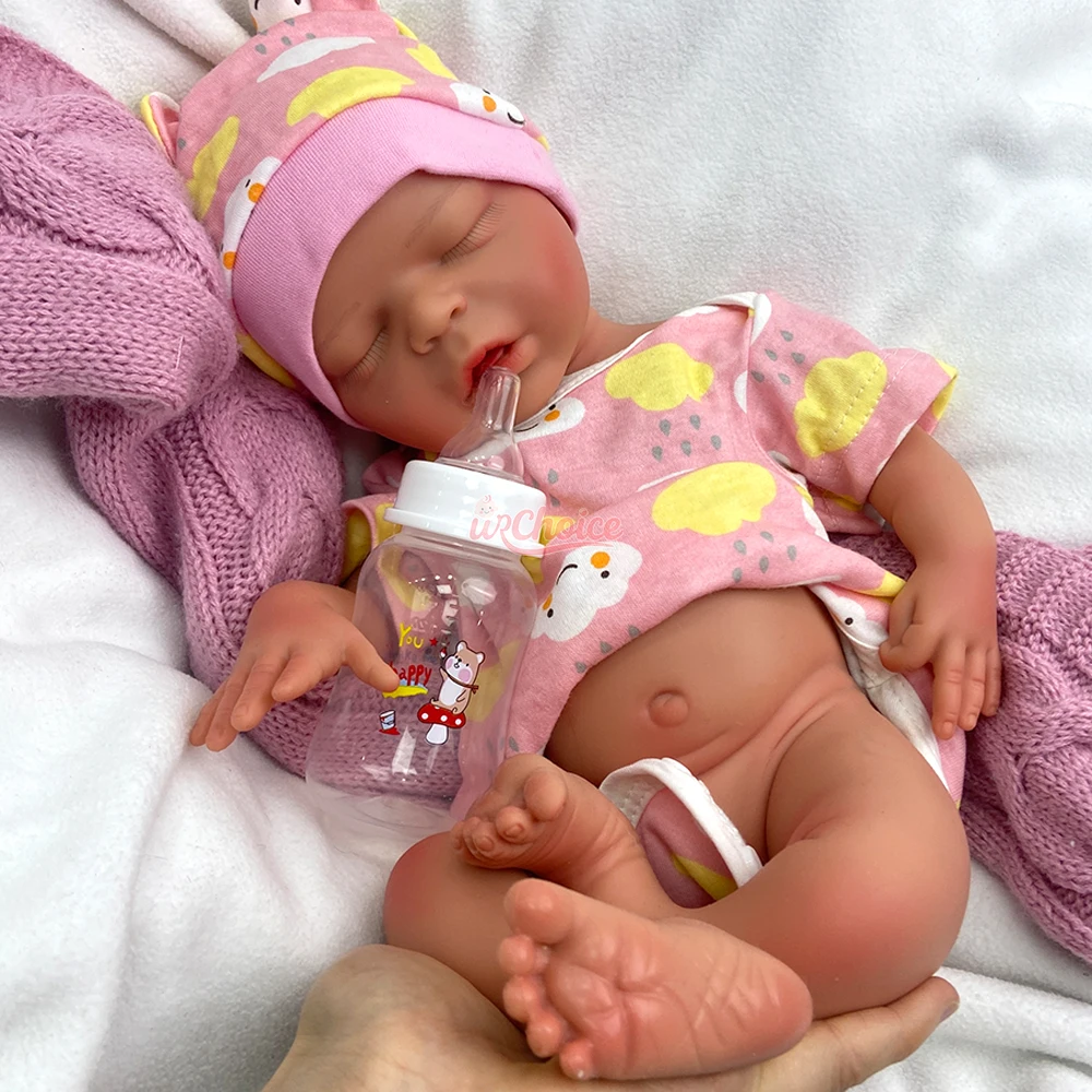 45cm 열린 입 소녀 가득 차있는 부드러운 실리콘 재태어난 아기 손으로 만든 생활적인 세부사항 불안 구제 크리스마스 선물을 위한 재생 인형