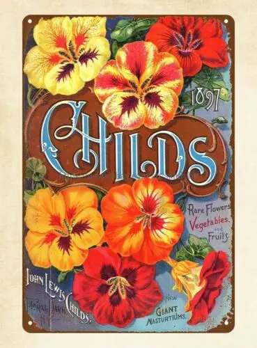 home wall nasturtiums Rare flowers, vegetables fruits 1897 metal tin sign-Aluminum