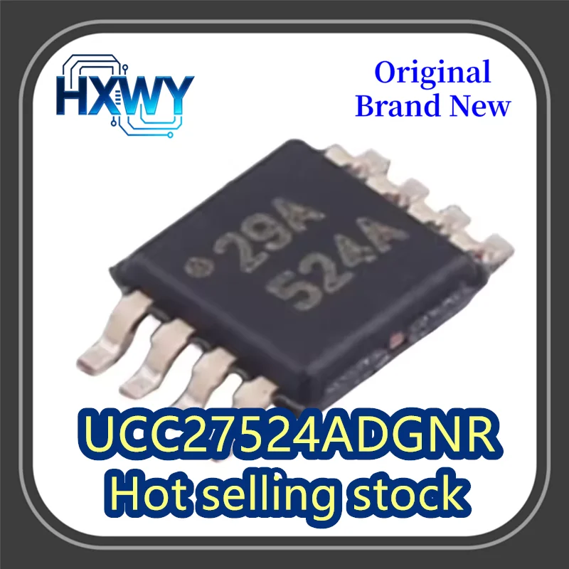 

(10/50 pieces) UCC27524ADGNR silkscreened 524A surface mount MSOP8 driver IC brand new and original.