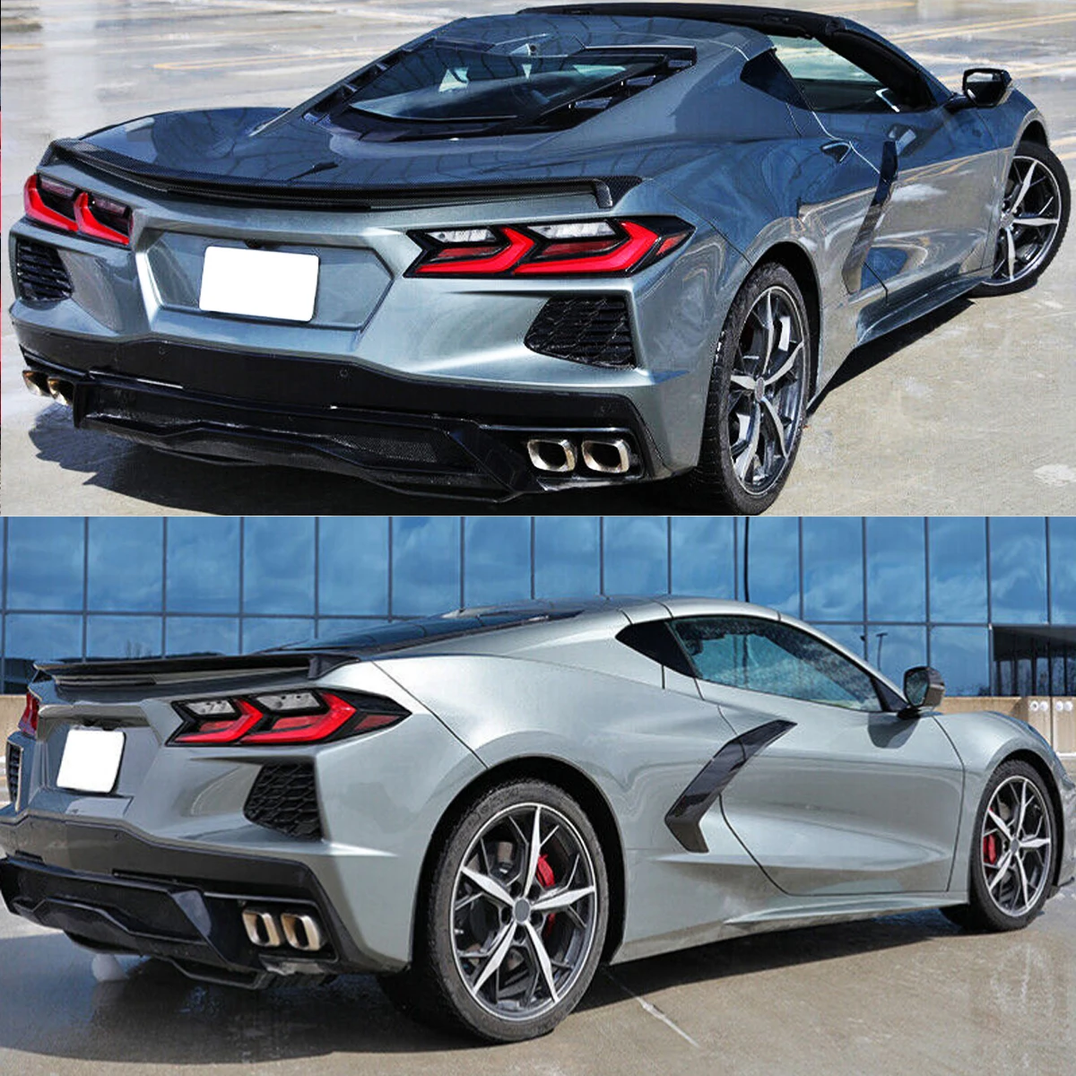 Car Spoiler Compatible with 2020-2026 Corvette C8 Stingray Z51 Low Profile Style Trunk Wing Rear Spoiler Rear Wings Matte Black